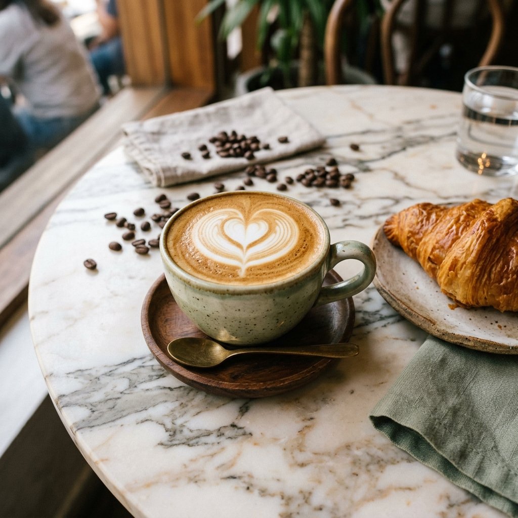 Cappuccino de especialidad artesanal con latte art en Blend Café Málaga